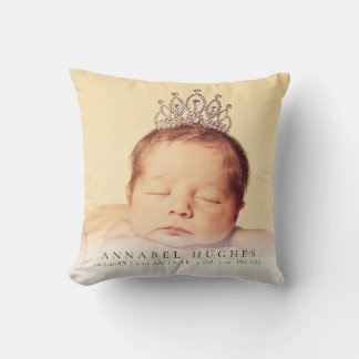 New Baby Birth Announcement Nursery Cushion Pillow
