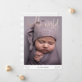 New Baby Birth Announcement Photo Card Newborn 