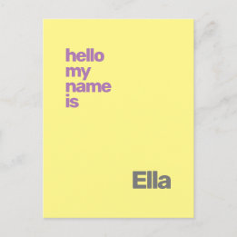 new baby birth announcement yellow purple custom  postcard