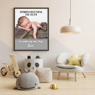 New Baby Birth Photo Announcement Poster