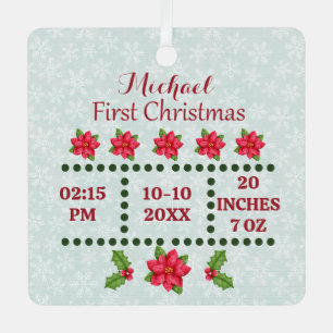 New baby birth stats Christmas, Birth Announcement Metal Tree Decoration