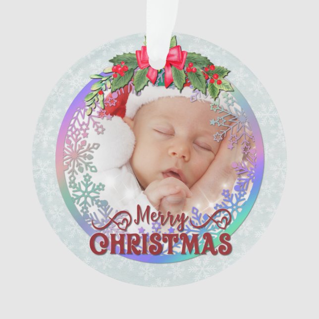 New baby birth stats Christmas, Birth Announcement Ornament (Front)