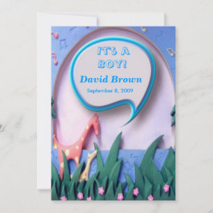 New Baby Boy Announcement Card with Photo Add
