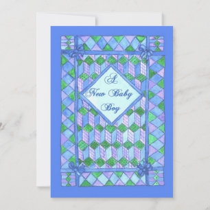 New Baby Boy Announcement - Cot Quilt