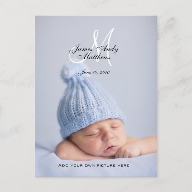 New Baby Boy Announcement Photo Postcards (Front)