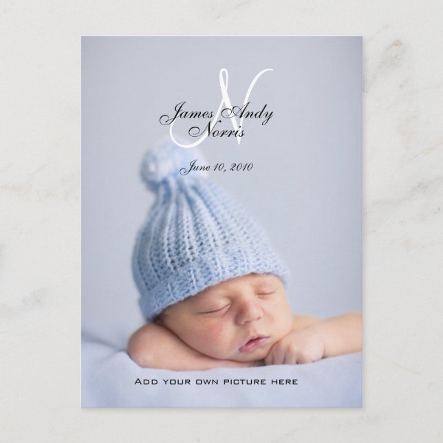 New Baby Boy Announcement Photo Postcards (Front)