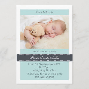 New baby boy announcement/thank you card