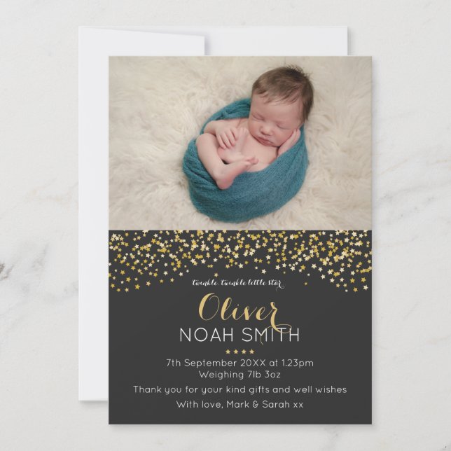 New baby boy announcement/thank you card (Front)