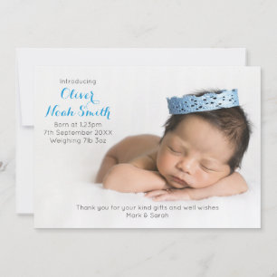 New baby boy announcement/thank you card