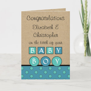 New Baby Boy big love rustic turquoise blue Card