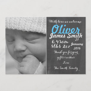 New Baby Boy/ Birth Announcement Card/Personalized