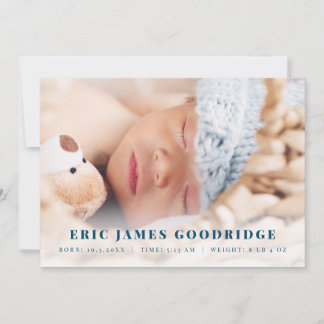 New Baby Boy Birth Announcement Photo Cards