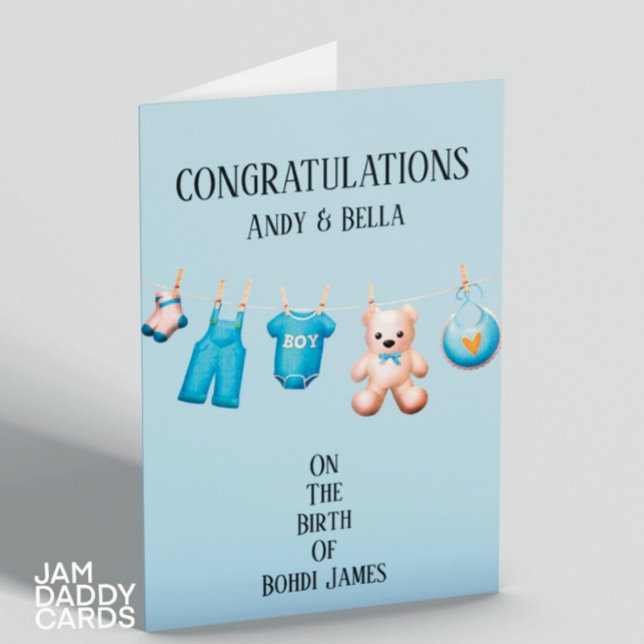 New Baby Boy Blue Congratulations Customisable Card (Creator Uploaded)