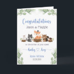 New Baby Boy Blue Personalised Congratulations Card<br><div class="desc">New parents will love receiving this personalised card to celebrate the arrival of their sweet baby boy.</div>
