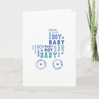 New Baby Boy Card - Pram Typography