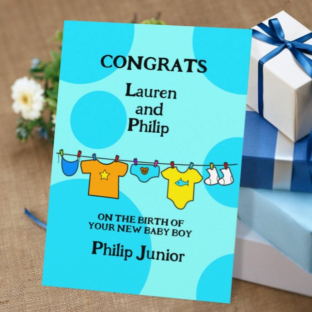 New Baby Boy Congratulations Customisable Card (Creator Uploaded)