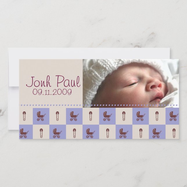 New Baby Boy - Customised Photo Card (Front)