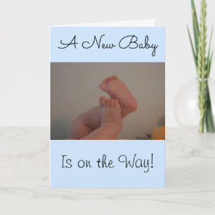 New Baby Boy Cute Baby Feet Blue Rattle Card