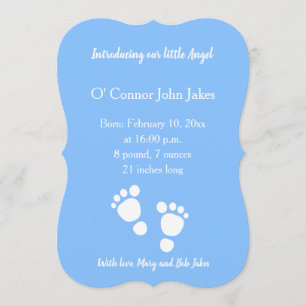New Baby Boy footprint announcement
