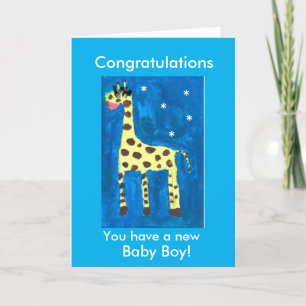 New baby boy  giraffe  card