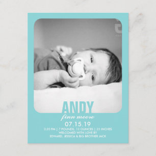 New Baby Boy Photo Flat Announcement