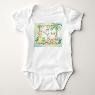New Baby Boy Safari Animals Wild and Wonderful Bodysuit
