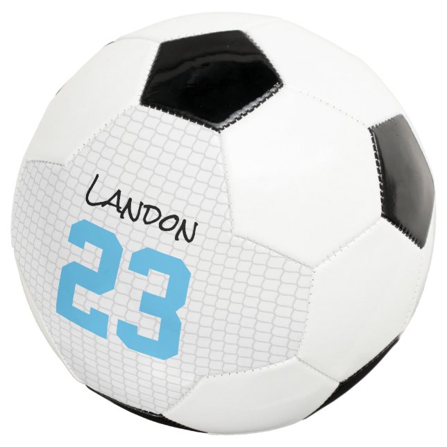 New Baby Boy Soccer Player NAME Birth Year Blue Soccer Ball (Three Quarter)