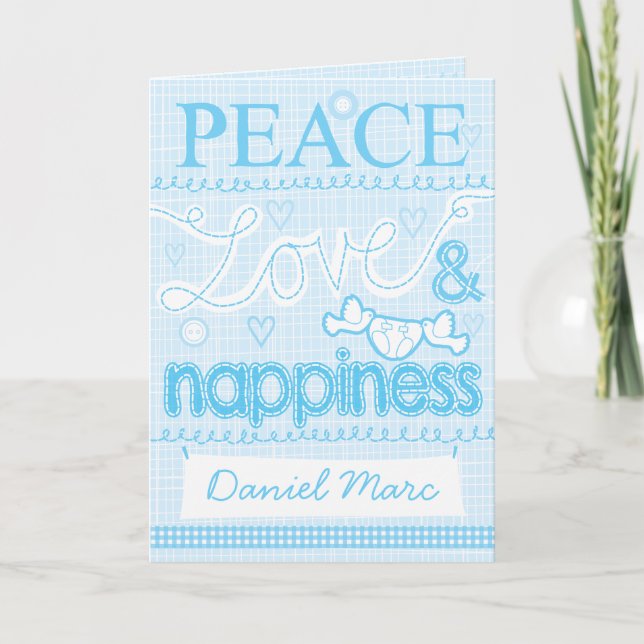 New Baby boy stitched card (Front)