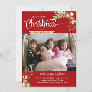 New Baby Christmas Announcement custom name/photo