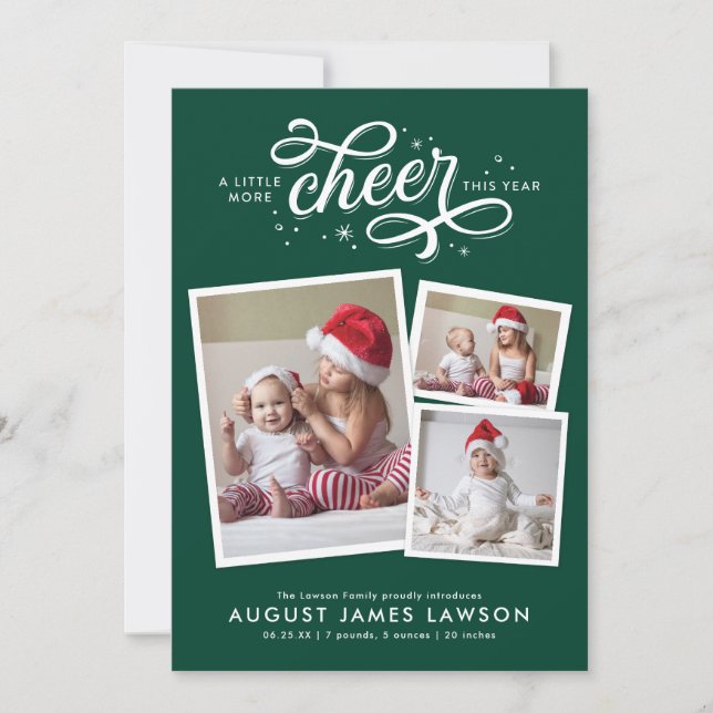 New Baby Christmas Birth Announcement Holiday (Front)