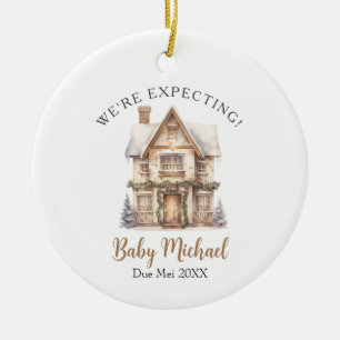 New Baby Christmas House Decor We're Expecting Ceramic Ornament