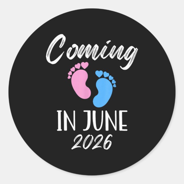 New Baby Coming In June 2026 Funny Baby Shower Boy Classic Round Sticker (Front)