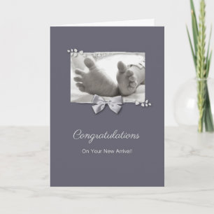 New Baby Congratulations Baby Feet With Ribbon Card