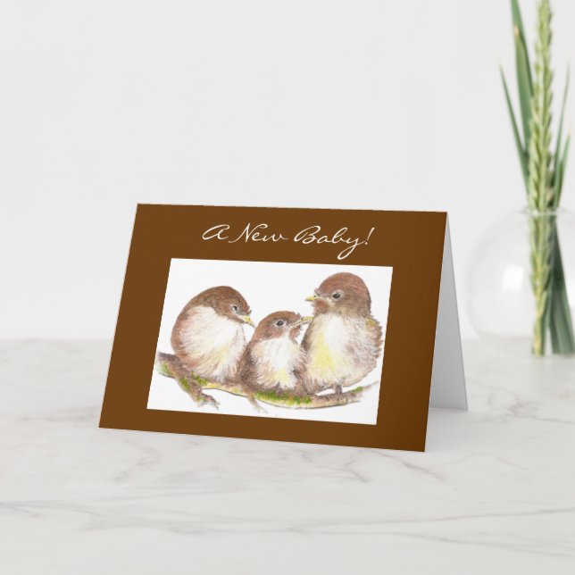 New Baby, Congratulations, Cute Birds Card (Front)