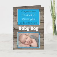 New Baby congratulations photo rustic blue
