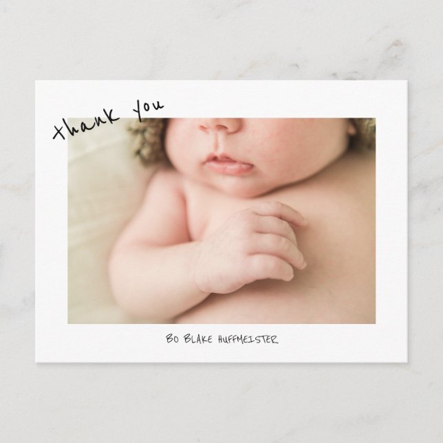 New Baby Cute Font Thank You Photo Postcard (Front)