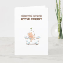 New Baby Cute Little Sprout Congratulations Card