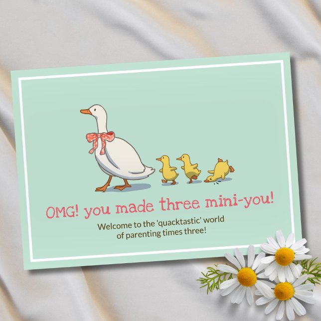 New Baby Ducks Mint Green Triplets Congratulations Card (New Baby Ducks Mint Green Triplets Congratulations Card)