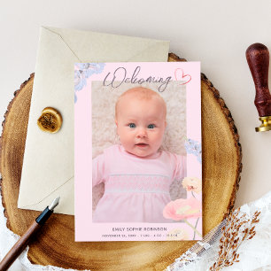New Baby Elegant Welcome Photo Collage Birth Announcement