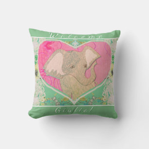 New Baby Elephant Green Pink  Cushion