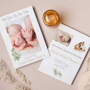 New Baby Eucalyptus Greenery Birth Announcement