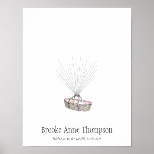 New Baby Fingerprint Balloon Guestbook - Pink