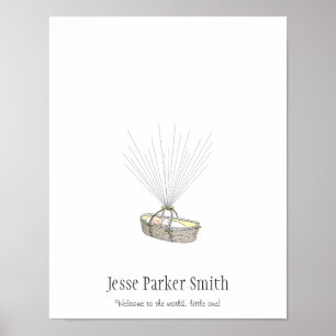 New Baby Fingerprint Balloon Guestbook - Yellow