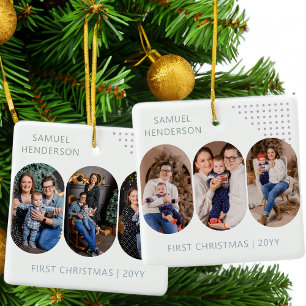 New Baby First Christmas 6 Photos Any Colour Ceramic Ornament