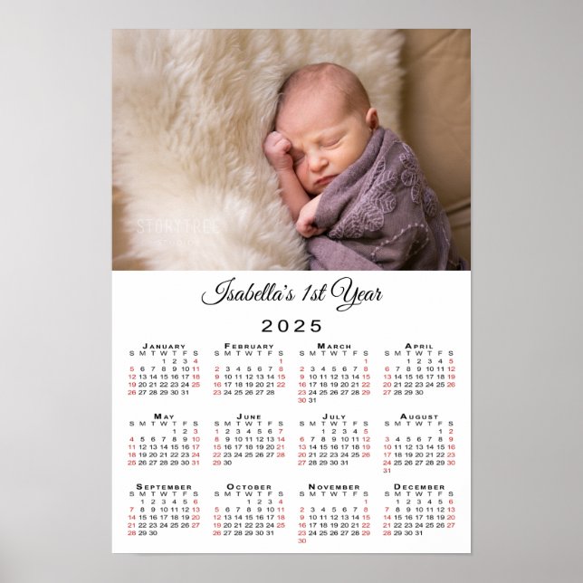 New Baby First Year Photo 2025 Calendar Poster (Front)
