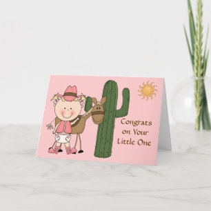 New Baby Girl and Pony Congratulations - Western Card