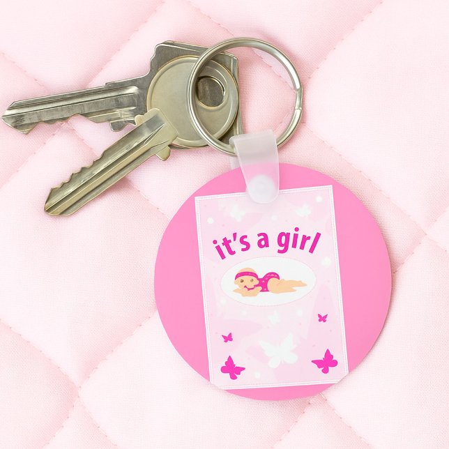 New Baby Girl Announcement Key Ring (Creator Uploaded)