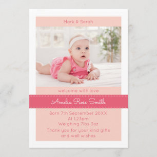 New baby girl announcement/thank you card