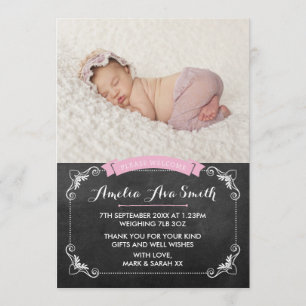 New baby girl announcement/thank you card