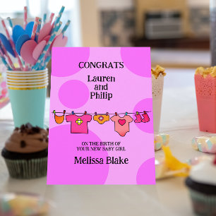 New Baby Girl Congratulations Customisable Card